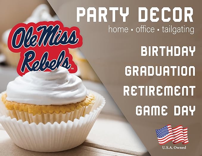 Ole Miss Cupcake Topper Party Supplies for Football, Birthday, Graduation Party Decorations (24 Pieces) (Ole Miss Rebels)