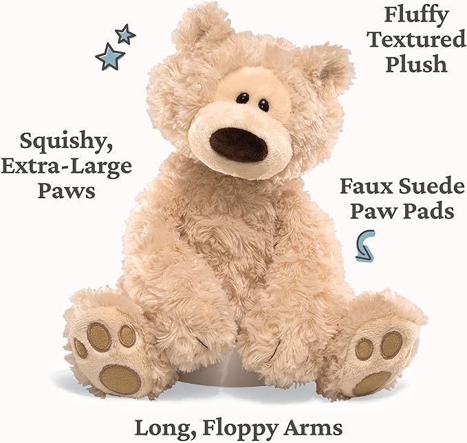 GUND Philbin Classic Teddy Bear, Premium Stuffed Animal for Ages 1 and Up, Beige, 12”