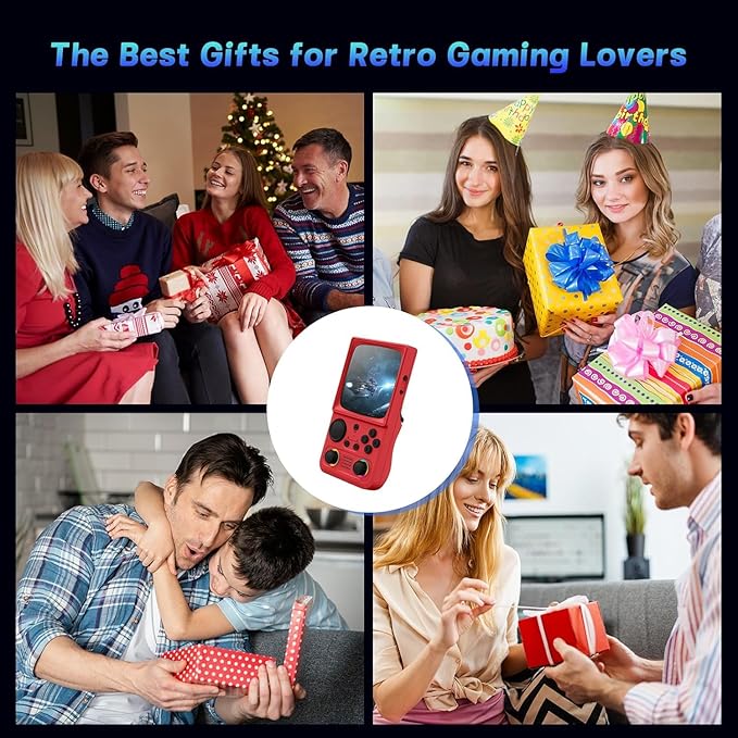 R36TMAX Retro Handheld Game Console, Portable Retro Gaming Console with 4.0” CRT-Inspired Screen, 4000mAh Arcade Classics, Supports Multiple Emulators, WiFi Network Battling, 64GB (Red)