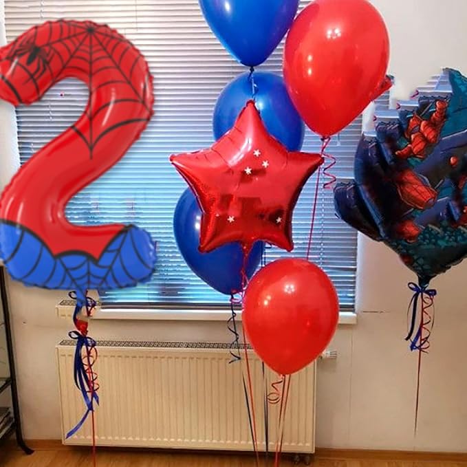 40 Inch Giant Spider Theme Number Foil Balloons Large Number 2 Balloons Kids Party Balloons Birthday Party Decorations Supplies Number 0-9 Available for Kids' Birthday Anniversary Party