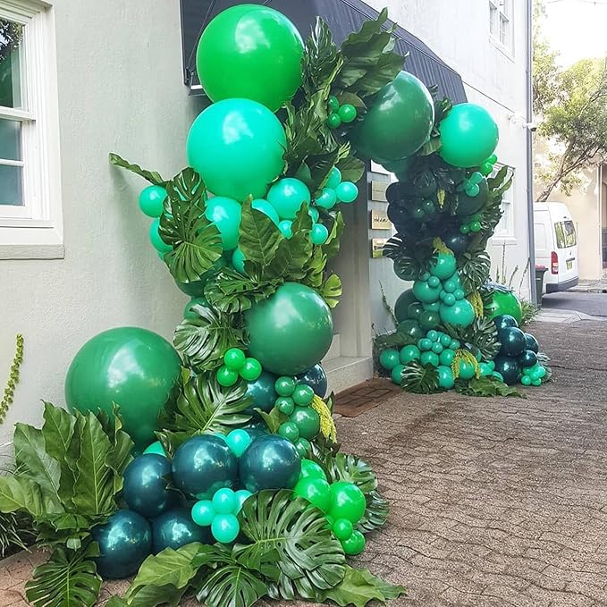 Togvu Green Balloons, 60 Packs 12 Inch Different Shades Dark Emerald Lime Metallic Chrome Olives Sage Latex Balloons for Birthday, Baby Shower, Jungle Safari Party Decoration QQ-5023