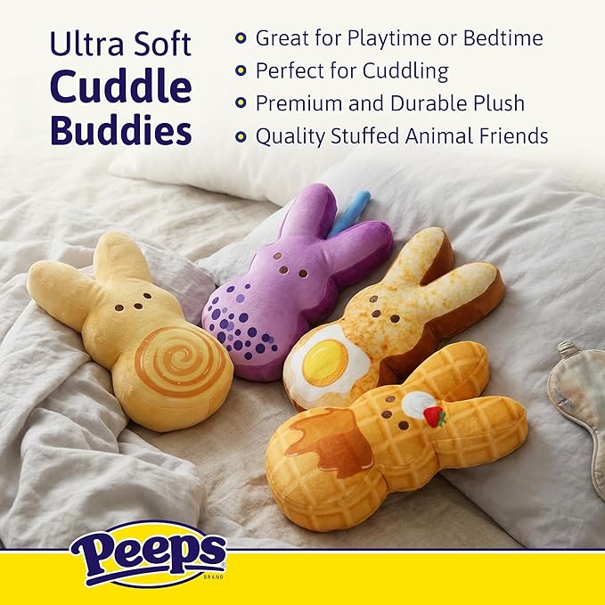 Animal Adventure | 9" Easter Brunch Pancake Shaggy Bunny Peeps Plush | Easter Basket Stuffed Animals for Kids | Marshmallow Candy | Huggable Soft Plushie Stuffers Toy | Collectable Gifts | Aged 3+