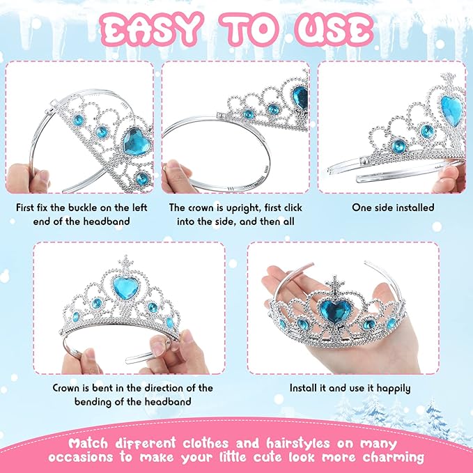 Lewtemi Princess Dress-up Accessories: 24 Pieces Princess Crowns and Wands, Heart Adult Wand and Crown Plastic Queen Tiara and Wand, for Party Supplies, Girls over 12 years old