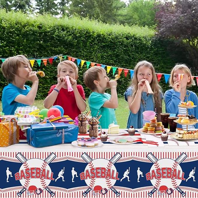 Baseball Party Decorations, Baseball Birthday Decorations Supplies Include Baseball Tablecloth Paper, Plates, Napkins, Forks, Baseball Party Supplies Dinnerware for Serve 24 Guests Kids Party Favors