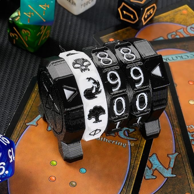 MTG Life Counter Wheel Health Tracker Gradient Game Counter for Board Game Compatible Table top Games with Magic Card Game Accessories CCG Creature Stats (Black with White)