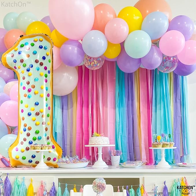 KatchOn, Giant One Donut Balloon - 40 Inch | Donut 1 Balloon for First Birthday | Sweet One Party Decorations | Number 1 Balloon, | Anniversary Decorations Supplies