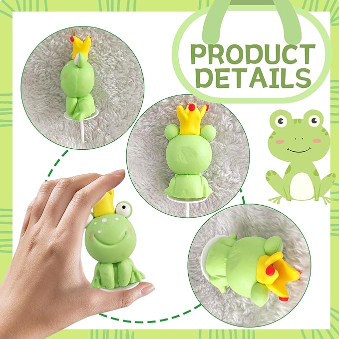 Frog Princess Cake Decorations Princess Fairy Birthday Party Decorations Frog Cake Topper Butterfly Garden Baby Shower Decor Golden Crown Birthday Party Supplies