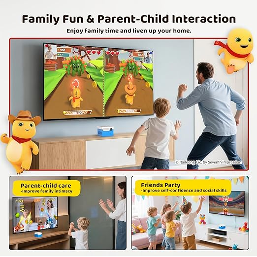 Kinhank MotionX Active Game Console with 40 Video Games for Kids&Family,Plug&Play AI Motion Game Consoles,Dynamic Updates,No Subscription,CPC-Certified,Great for Gaming Nights,Parties,Indoor Play