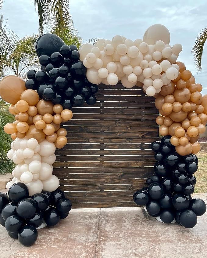 Western Balloons Garland Arch Kit 166Pcs - 5 10 12 18 inch Different Size Black and Brown with Cowboy Horse Balloon for Boy First Rodeo Wild West Country Birthday Farm Fiesta Party Decoration