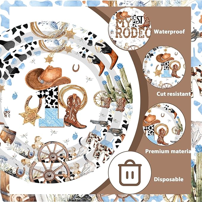 My 1st Rodeo Western Cowboys Birthday Paper Plates My First Rodeo Birthday Party Supplies Cowboys 1st Rodeo Bday My First Rodeo Baby Shower Decor serve 30 guests