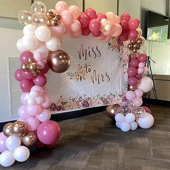 Togvu Dusty Rose Balloon Set, 60 Packs 12 Inch Retro Pink Metallic Chrome Rose Gold Pearl Pink Macaron Light Pink Balloons for Girls Birthday Decorations, Bridal Shower, Wedding, Bachelorette Party