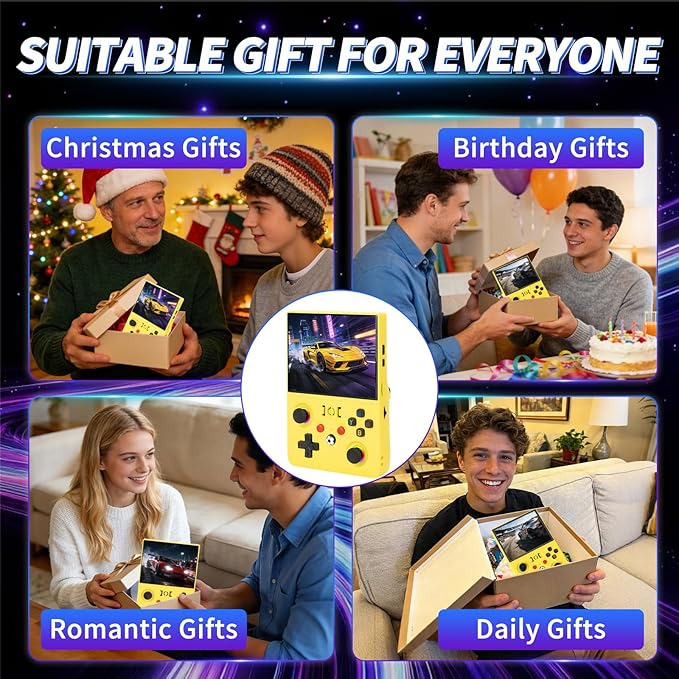 2026 NEW Upgrade R36MAXPRO Retro Handheld Game Console - 4.5 Inch Ultra-Large Screen, Support 18000+Classic Games, 64G TF Card, Linux System, 4000mAh Battery, Birthday Gift for Adult - Yellow