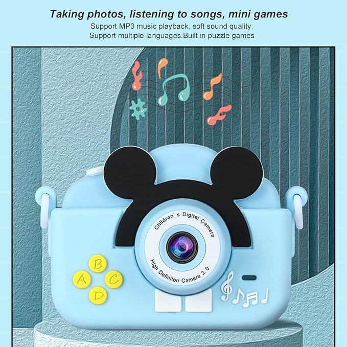 Upgrade Kids Selfie Camera, Children Camera 1080P 2 Inch HD Digital Video Camcorder, Christmas Birthday Gift for Toddler Age 3-9 Years Old Boys Girls Electronic Mini Camera Best Preschool Toys (Blue)