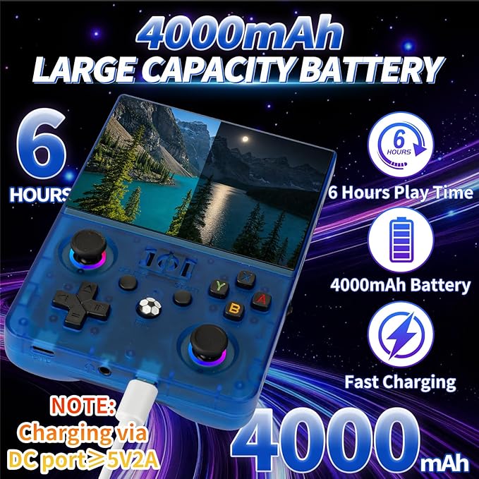 2026 NEW Upgrade R36MAXPRO Retro Handheld Game Console - 4.5 Inch Ultra-Large Screen, Support 18000+Classic Games, 64G TF Card, Linux System, 4000mAh Battery, Birthday Gift for Adult - Blue