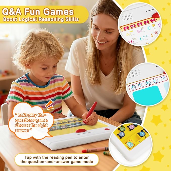 Electric Educational Learning Toys for Kids 3+, Magnetic Pen Reading Machine with Letters, Numbers, Symbols, Image Recognition for Toddlers, Preschool Learning Activities Toys for Boys Girls