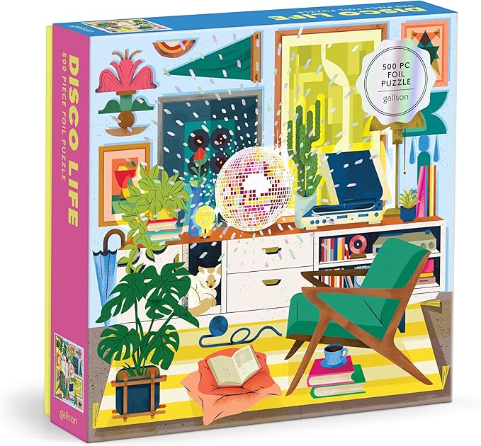 Galison Disco Life – 500 Piece Foil Jigsaw Puzzle Featuring Beautiful Artwork of Disco Ball Inspired Still Life