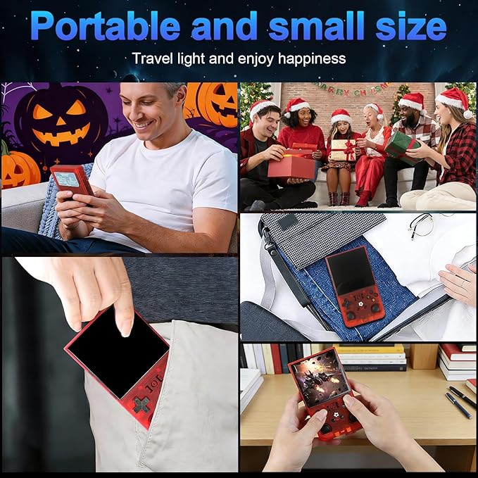 DVJQSN R36MAX Retro Handheld Game Console, 4.0 Inch Screen, 64GB, 18000+ Games, Linux System, 4000mAh Battery (Red Transparency, 128, GB)