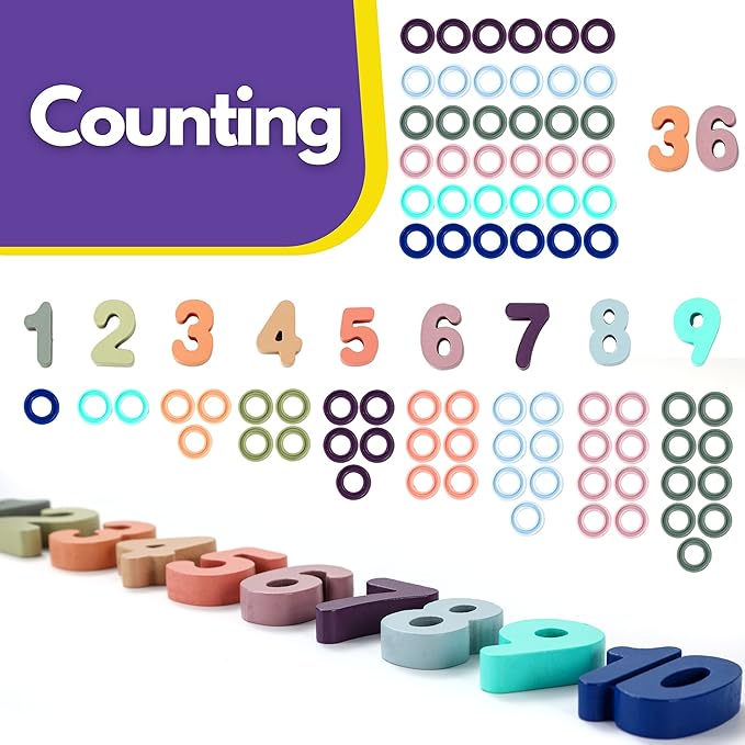Toddler Montessori Toys Teaches Number, Counting, Math, Stacking Fun Preschool Learning Activates for Boy and Girl | Year Old Boy Gifts and Beyond! (Macaron)