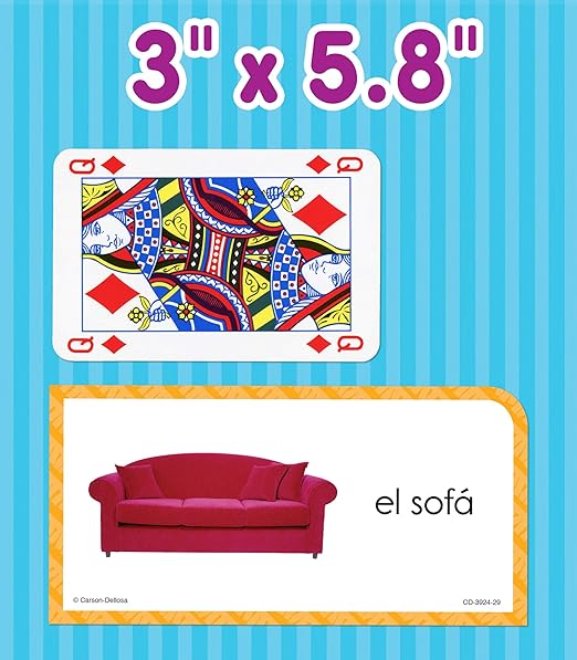 Carson Dellosa 104 Everyday Sight Words in Spanish Flash Cards for Kids, Vocabulary Flashcards for Toddlers Ages 5 and Up, Educational Games for Bilingual and ESL Learners