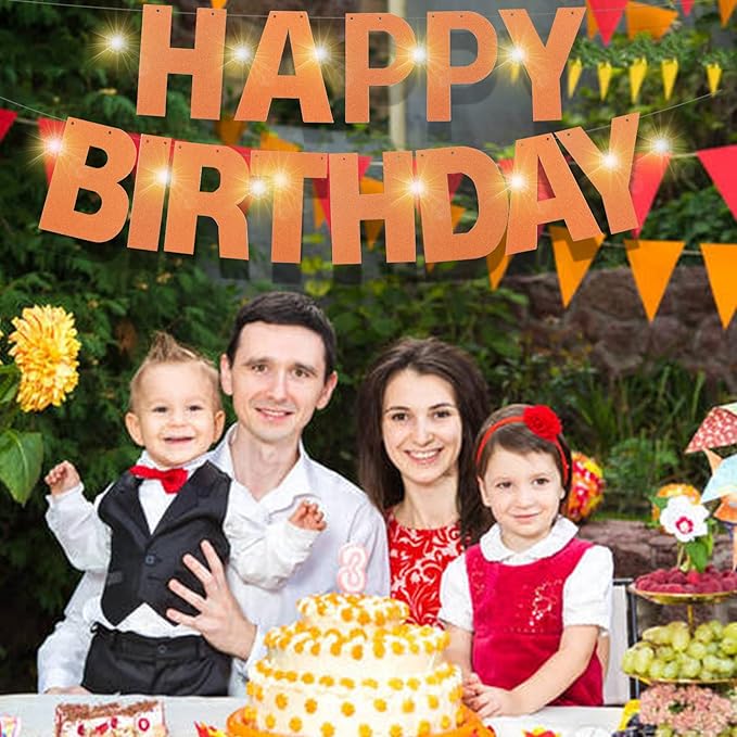 175Pcs DIY Glitter Customizable Banner Kit Custom Banners DIY Happy Birthday Letter Banners Personalized Banner Decor for Easter Day Christmas Baby Shower Birthday Party Decorations(Glitter Orange)