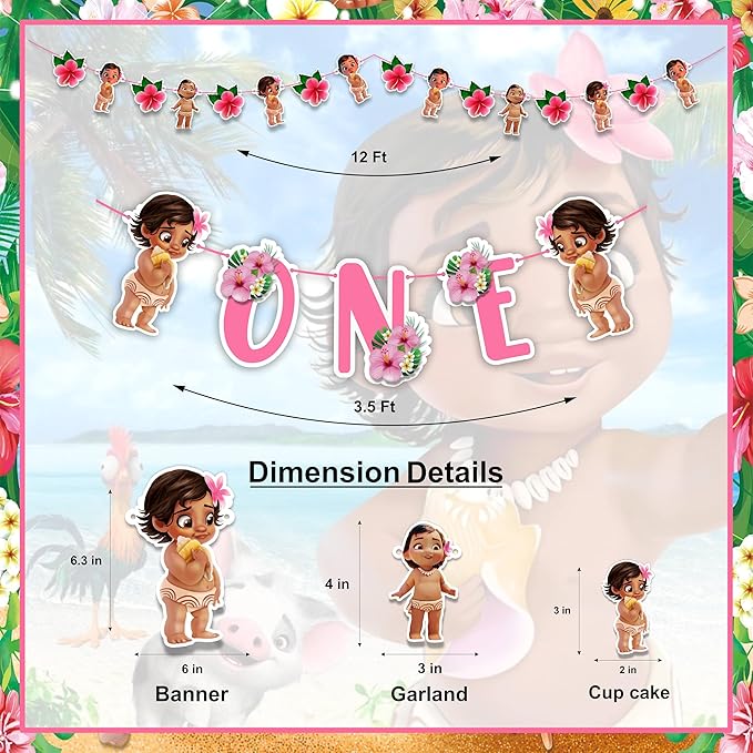 "Bby Mna Theme– Adorable 1st Birthday Party Decoration for Girl or Boy – Cute Cartoon Theme Birthday Banner – Perfect for Cake Smash, Photo Booth, Indoor and Outdoor Party Décor"
