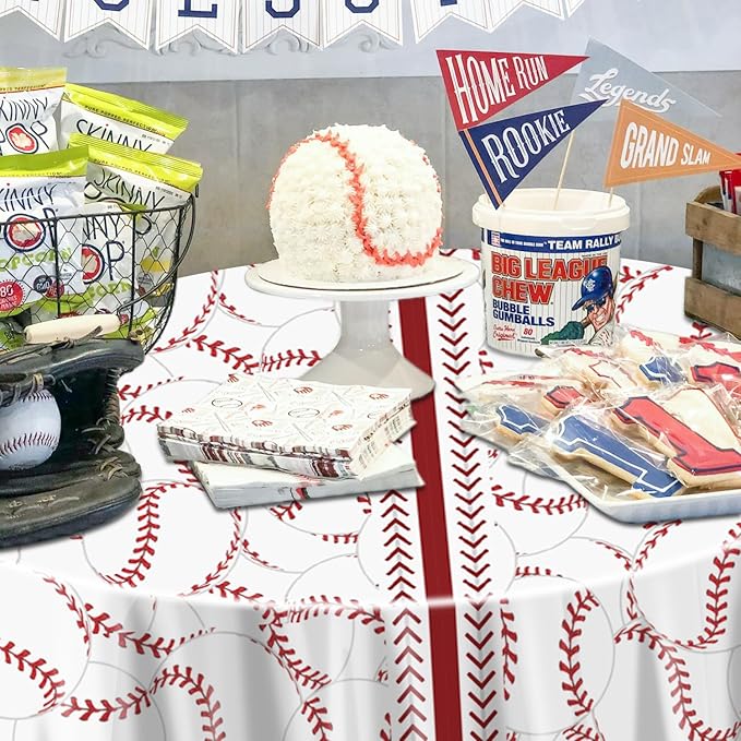 9Pcs Baseball Tablecloths, Disposable Party Decorations Table Covers, 84Inch Pattern Table Cloth for Sports Event Birthday Party Supplies