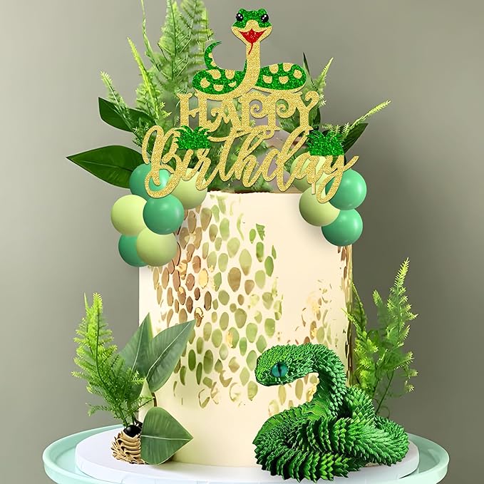 Snake Happy Birthday Cake Topper Snake Theme Party Decoration Snake Theme Cake Toppers Reptile Birthday Party Decorations Party Supplies