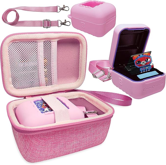 Hard Carrying Case and Silicone Cover for Bitzee Interactive Toy Digital Pet, Accessories Case for Bitzee Virtual Electronic Pets Original 15 Animals (Pink)