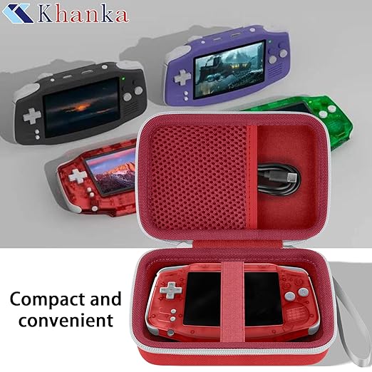 khanka Hard Travel Case Replacement for Anbernic RG34XX Handheld Game Console,Case Only. (Red)