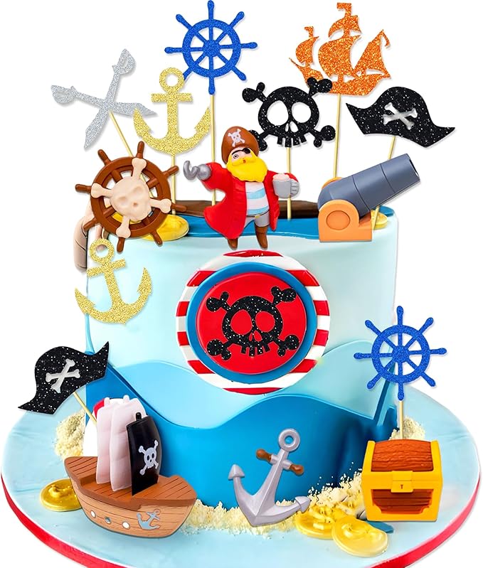 Pirate Birthday Cake Decoration Pirate Birthday Party Supplies Treasure Chest Cake Decoration Pirate Cupcake Picks Pirate Ship Cake Decoration Treasure Hunt Cake Decor