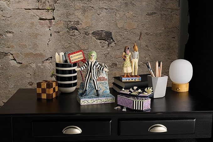 Enesco Beetlejuice by Jim Shore Adam and Barbara Maitland Scary Masks Figurine- Resin Hand Painted Crafted Collectible Beetlejuice Figurines Halloween Home Decor Statue, 7.68 Inch