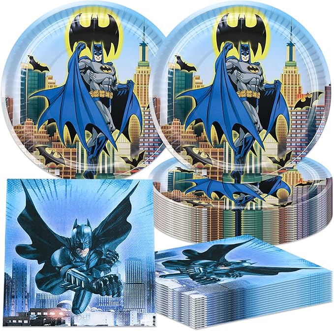 40pcs Batmans Birthday Party Decoration include Napkins,Plates, for batmens Birthday party Supplies (bat)