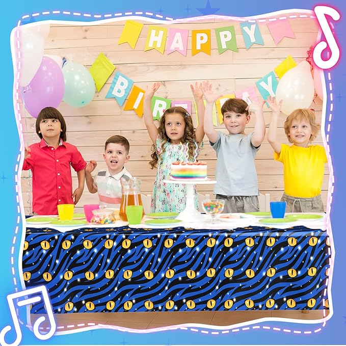 2 Pcs Birthday Party Decorations Plastic Cute Birthday Tablecloth 108 x 54 Inches Disposable Rectangle Tablecover for Boys Girls Kids Baby Shower Party Supplies (Eye)