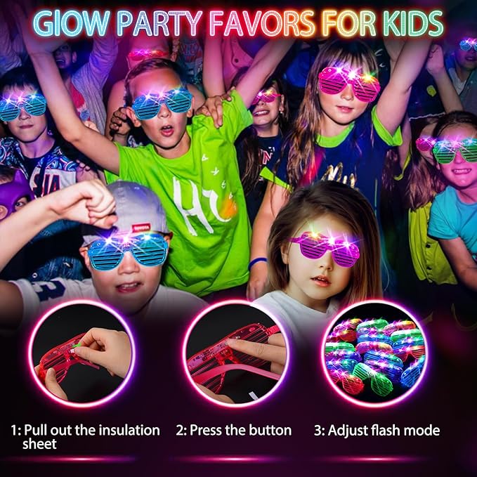 150PCS LED Glasses, Light Up Glasses, 5 Colors, 3 Light Modes, Glow in The Dark Party Supplies, Neon Party Favors for Birthday Gifts, Party Decorations, New Year, Carnival