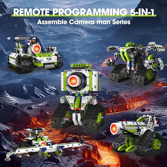 STEM Robotics Kit for Kids Ages 8-12,5 In1 Robot Building Kit Toys,337 Pcs Blocks App & Remote Control Robot Building Set,Erector Set for Kids Age 8 9 10 11 12+