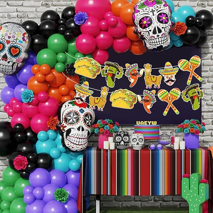 Mexican Party Decorations Fiesta Party Decorations Happy Birthday Banner Decor Supplies for Fiesta Mexican Themed Taco Birthday Day of the Dead Supplies 5 Cinco De Mayo Women Men