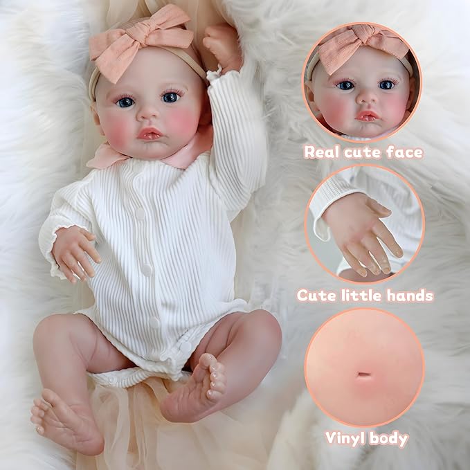 Realistic Reborn Baby Dolls-18 Inch Real Life Baby Dolls Girl Lifelike Baby Doll with Accessories for 3+ Years Old (White)