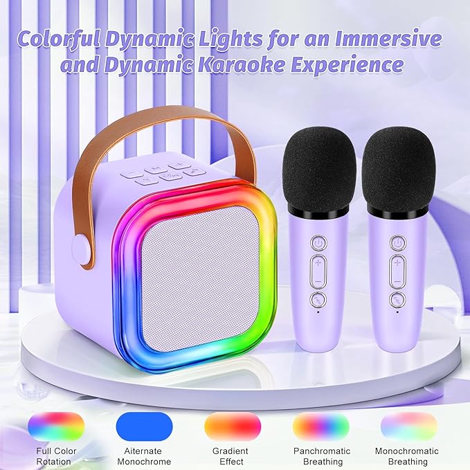 Mini Karaoke Machine for Kids,Girl Toys,Karaoke Microphone Wireless for Kids,Gifts for 4,5,6,7,8,9,10 Year Old Girl Toys (Purple)