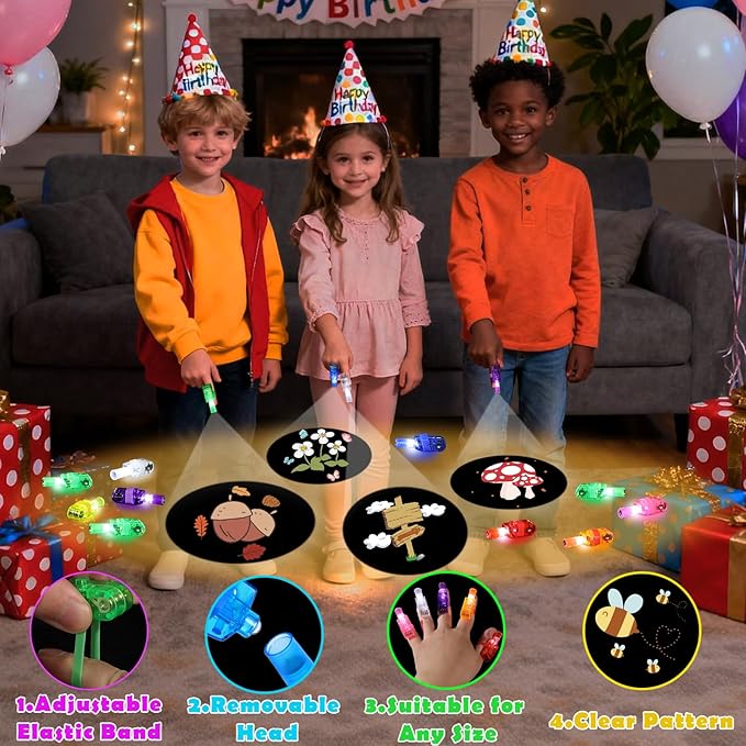 36 Pack Bear Party Favors LED Finger Lights for Kids, Birthday Goodie Bags, Honey Forest Glow in The Dark Bulk for Classroom Rewards, Party Supplies & Treasure Box Gifts