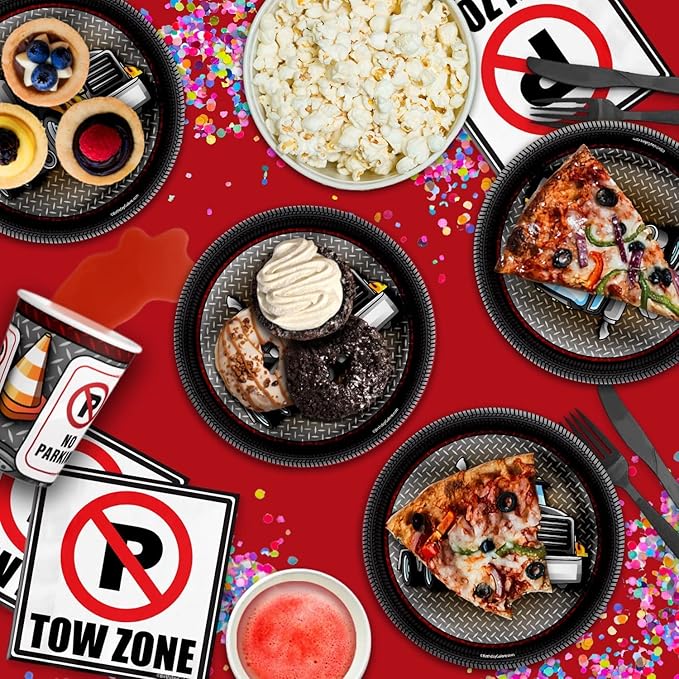 Tow Truck Birthday Party Supplies - Big Truck Birthday Supplies Set Includes Plates, Napkins, and Cups | Tableware Kit for 16