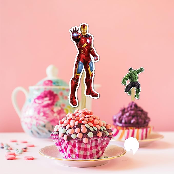 Suprhero Cupcake Topper – Hero-Themed Decorative Party Picks for Birthday Cupcakes, Dessert Tables, Themed Celebrations, Event Styling, Costume Parties, and Special Occasion Decorations