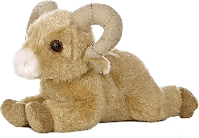 Aurora® Adorable Mini Flopsie™ Big Horn Sheep™ Stuffed Animal - Mini Companions Ready for Playful Adventures - for Kids All Ages, Toddlers, Adults, and Families - Brown 8 Inches