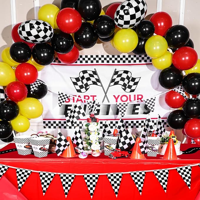 Irenare 3 Pcs Racing Table Cloths Car Birthday Party Supplies 54 x 108 Inch Racetrack Table Runner Covers Disposable Rectangular Road Tablecloth for Kids Boy Car Theme Birthday Party Decor (Red)