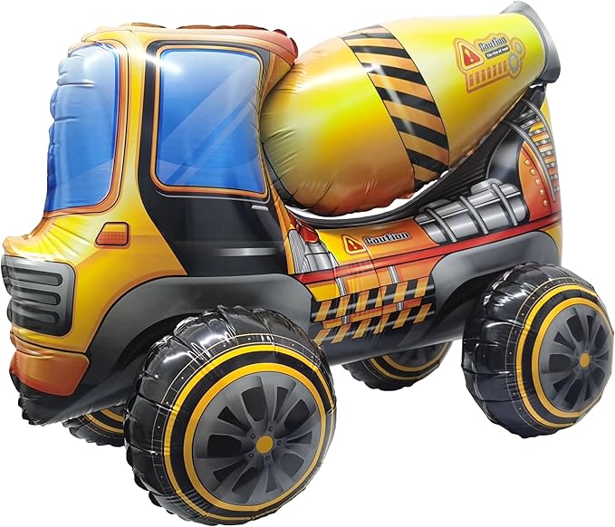 Self Standing 4D Construction Balloon Large Mixer Truck Armed Forces Digger Engineering Vehicle Balloon For Boys Construction Birthday Theme Party Decoration Supplies