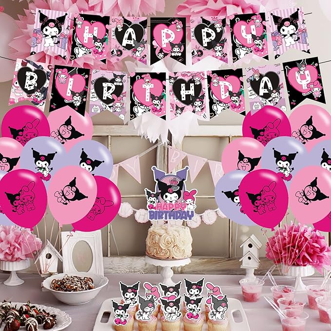 Party Decorations,Birthday Party Supplies For Party Supplies Includes Banner - Cake Topper - 12 Cupcake Toppers - 18 Balloons - 50 Stickers
