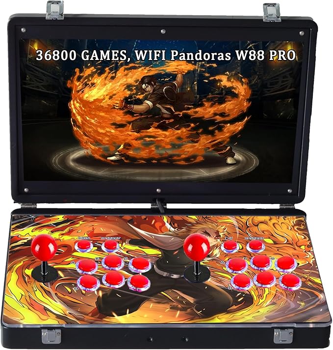 RegiisJoy 36800 in 1 Metal Box Arcade Game Console, 22-inch HD Screen Portable 3D WiFi Pandoras Box W88 pro Retro Folding Gaming Console, Search/Hide/Save/Load/Pause/Add Game