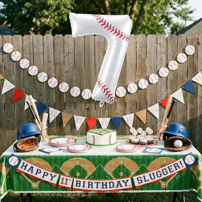Jenaai Baseball Number 7 Balloons 40 Inch Baseball Theme Birthday Party Decorations Large Foil Balloons for Birthday Baby Shower Party Backdrop Celebration Supplies