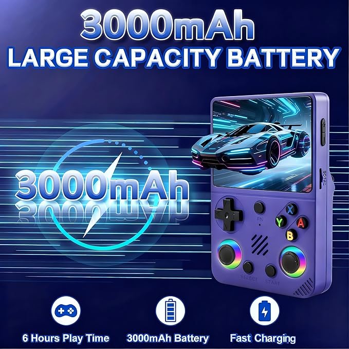 RG36PRO Video Game Console - Support 30000+Classic Games, 64G TF Card,Open Source System, 3.5-Inch Screen,3000mAh Battery, Portable Console for Travel, Gift for Adult or Partner-Purple