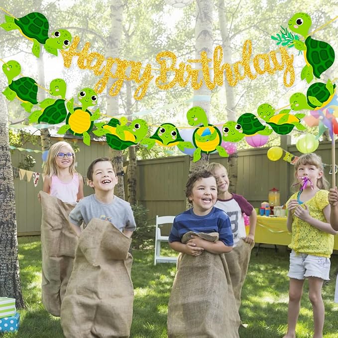 Sea Turtle Birthday Party Banner Baby Turtle Birthday Party Decorations 2Pcs Turtle Cutout Banners Ocean Sea Turtle Party Decoration for Under The Sea Baby Shower Supplies
