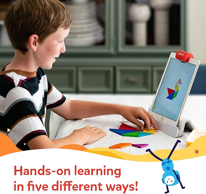 Osmo - Genius Starter Kit for iPad - 5 Educational Learning Games - Ages 6-10 - Math, Spelling, Creativity & More - STEM Toy Gifts for Kids, Boy & Girl - Ages 6 7 8 9 10 Base Included (5 Games, iPad)